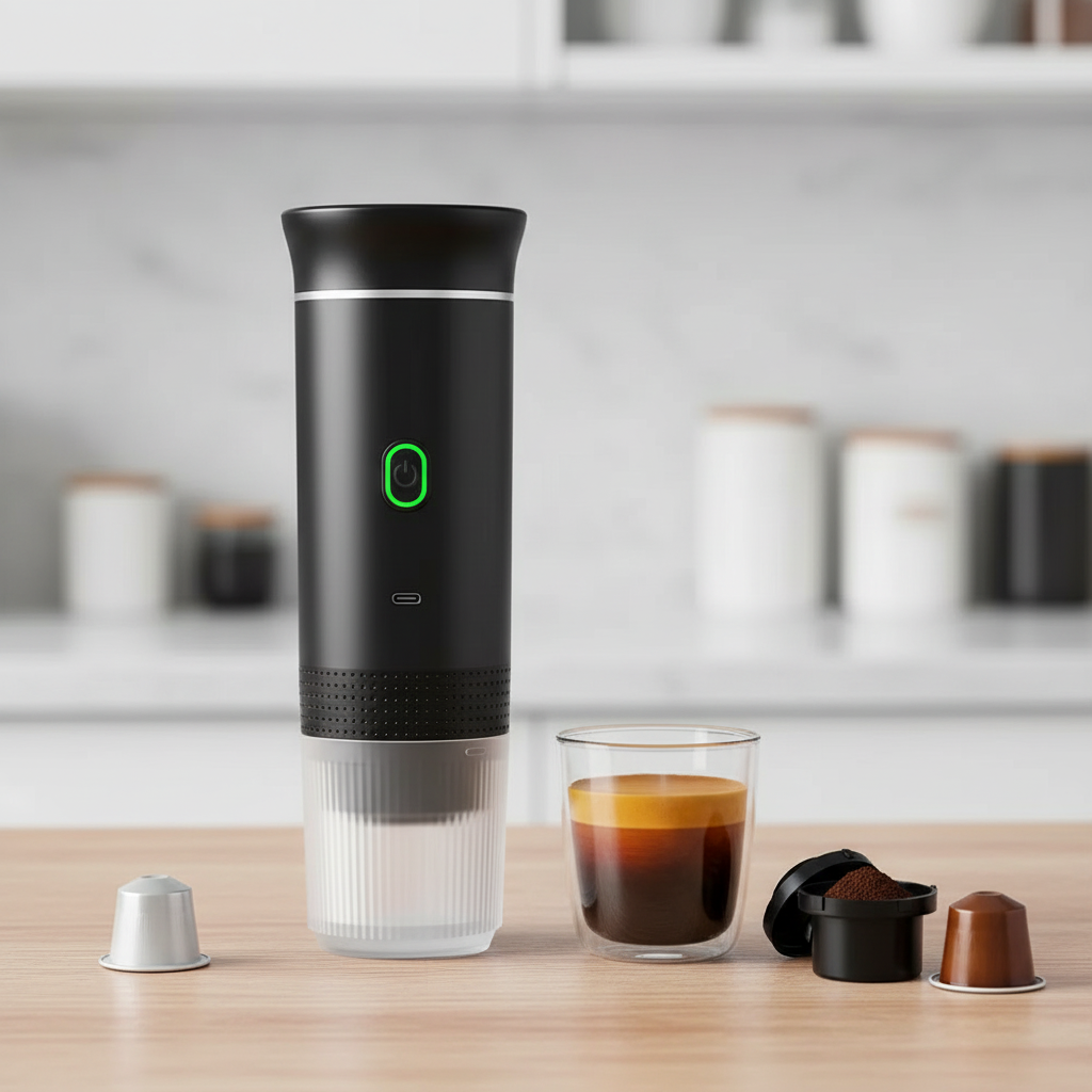 Wireless Electric Portable Espresso Coffee Machine for Car & Home Camping Coffee Maker 3-In-1 Capsule Powder Travel Coffee Maker